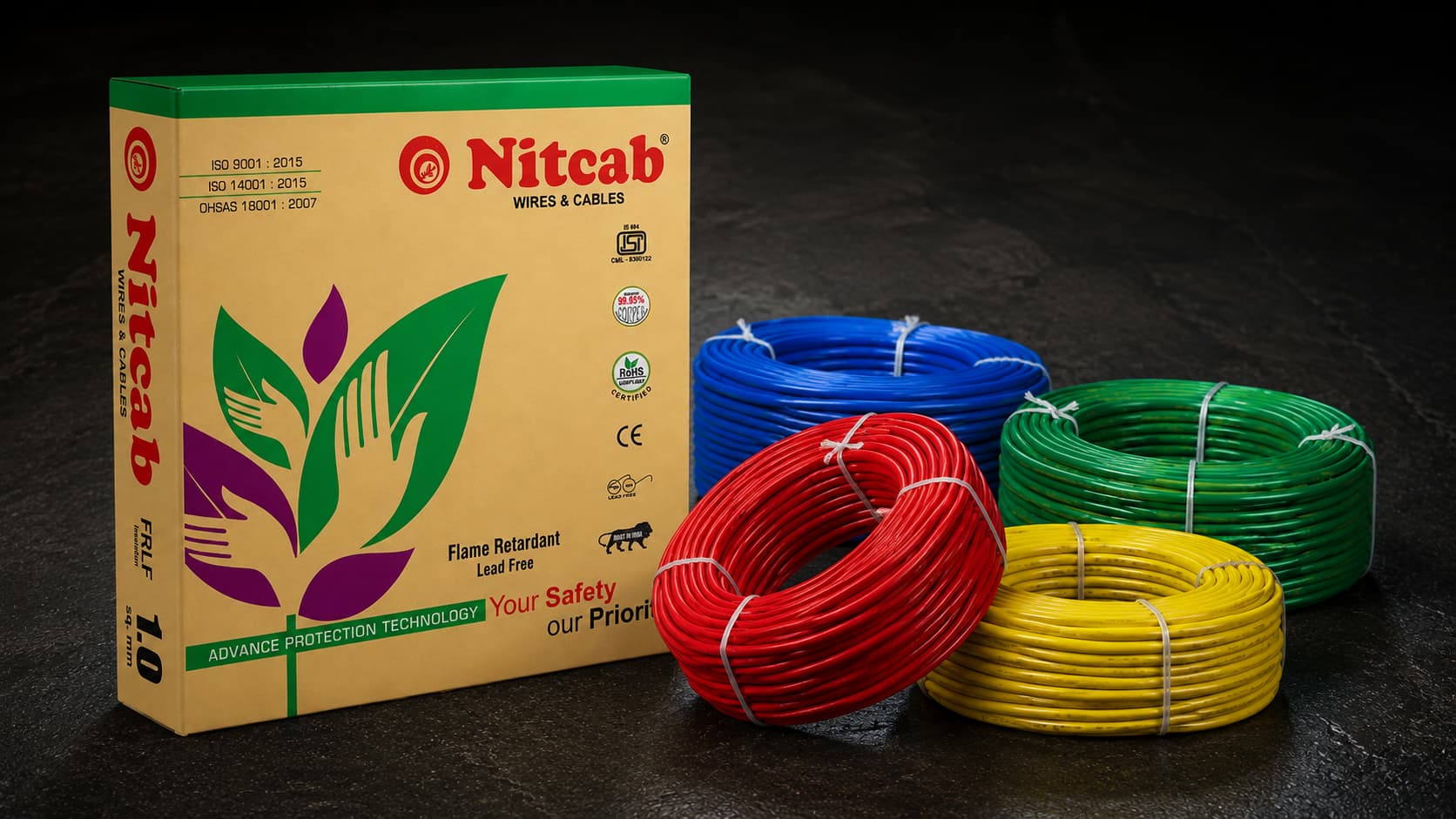 Nitcab FRLSH house wire coils in five colours