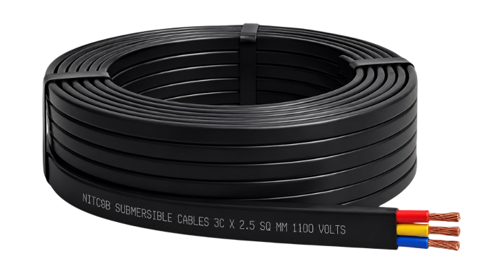 Nitcab 3-core flat submersible cable coil with printed marking